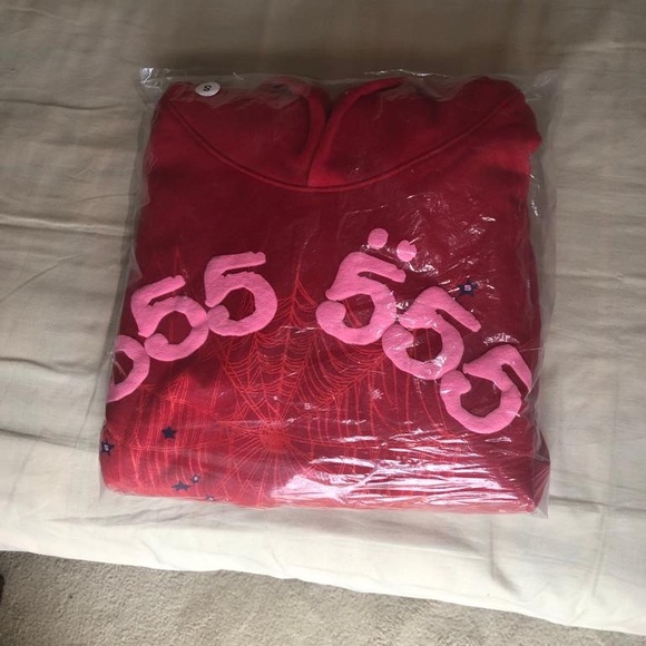 Sp5der Red 555 Hoodie - Brand New - Picture 2 of 5